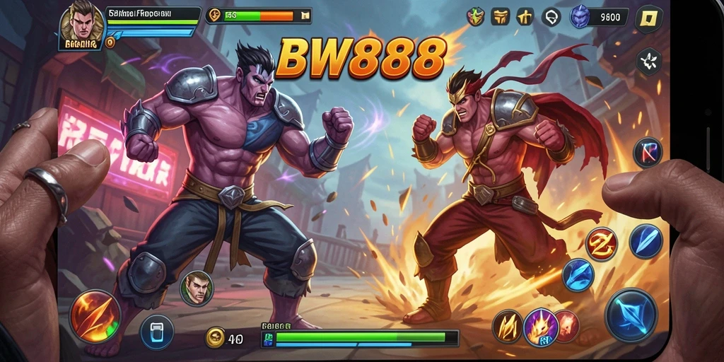Screenshot gameplay BW888 menampilkan pertarungan seru antar karakter.