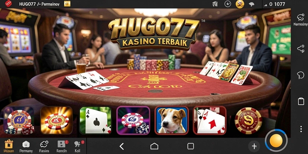 Screenshot gameplay HUGO77 yang menampilkan suasana Kasino yang mengasyikkan.