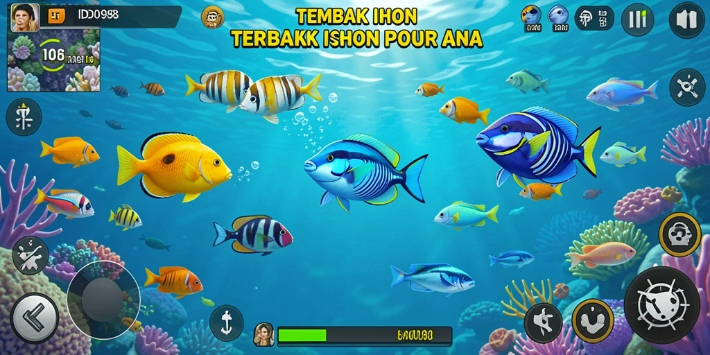 Tampilan seru gameplay Tembak Ikan ID098 saat menembak ikan besar.