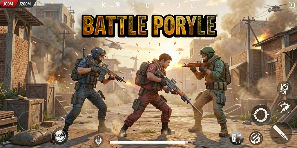 Screenshot gameplay <strong>J200M</strong> menampilkan aksi seru dalam pertempuran Battle Royale.