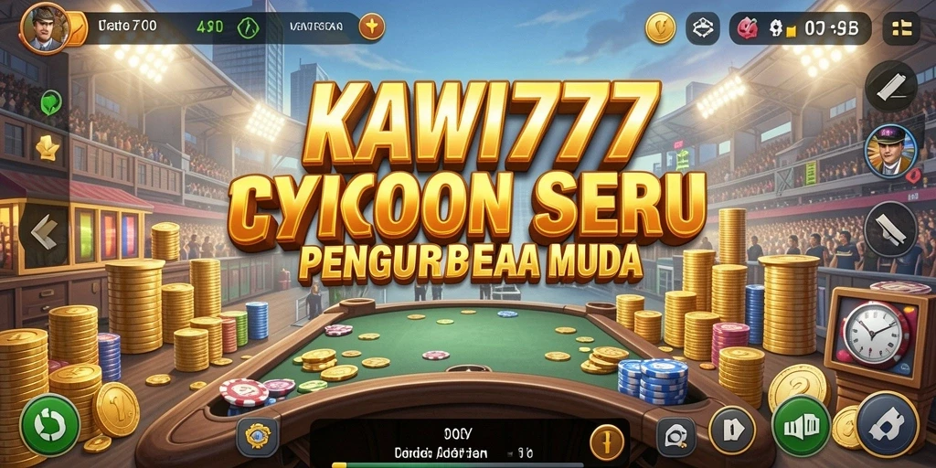 Tampilan gameplay KAWI777 menampilkan berbagai bisnis yang sedang dikelola.