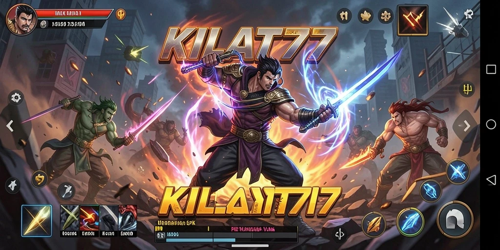 Tangkapan layar gameplay <strong>KILAT77</strong> menunjukkan aksi pertarungan yang intens.