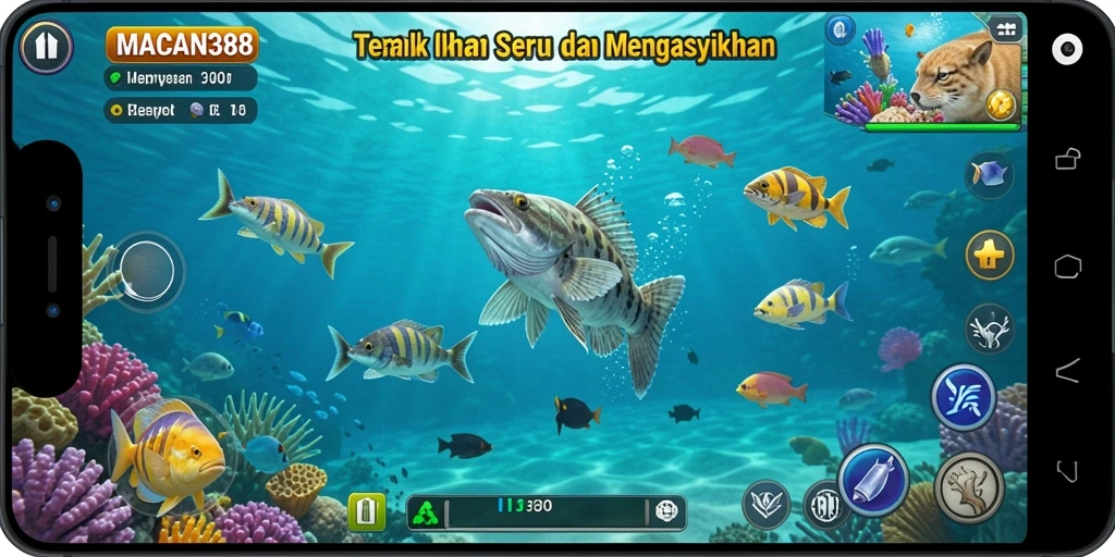 Screenshot gameplay Tembak Ikan yang seru dan penuh warna.