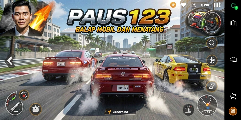 Gameplay menegangkan di PAUS123 dengan balapan yang seru.