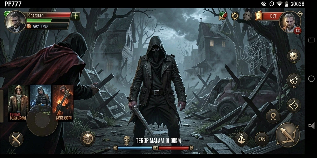 Menampilkan gameplay PF777 yang penuh ketegangan dan kegelapan.