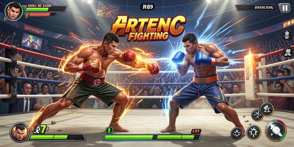 Screenshot pertarungan seru dalam game Fighting RR89.