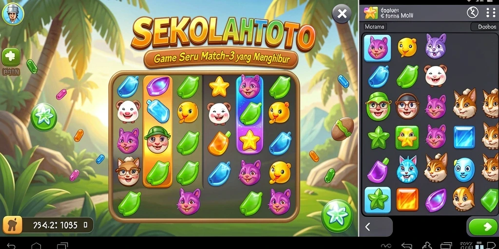 Tampilan gameplay <strong>SEKOLAHTOTO</strong> yang penuh warna dan mengasyikkan.